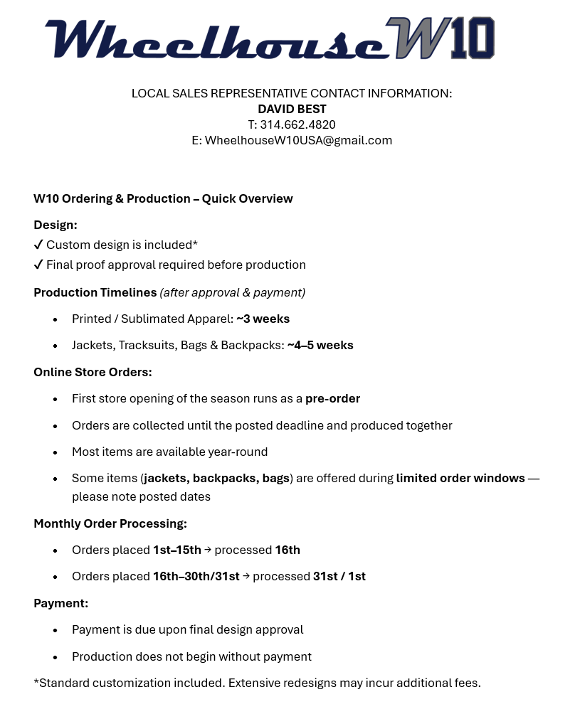 MERCH STORE ORDER POLICIES